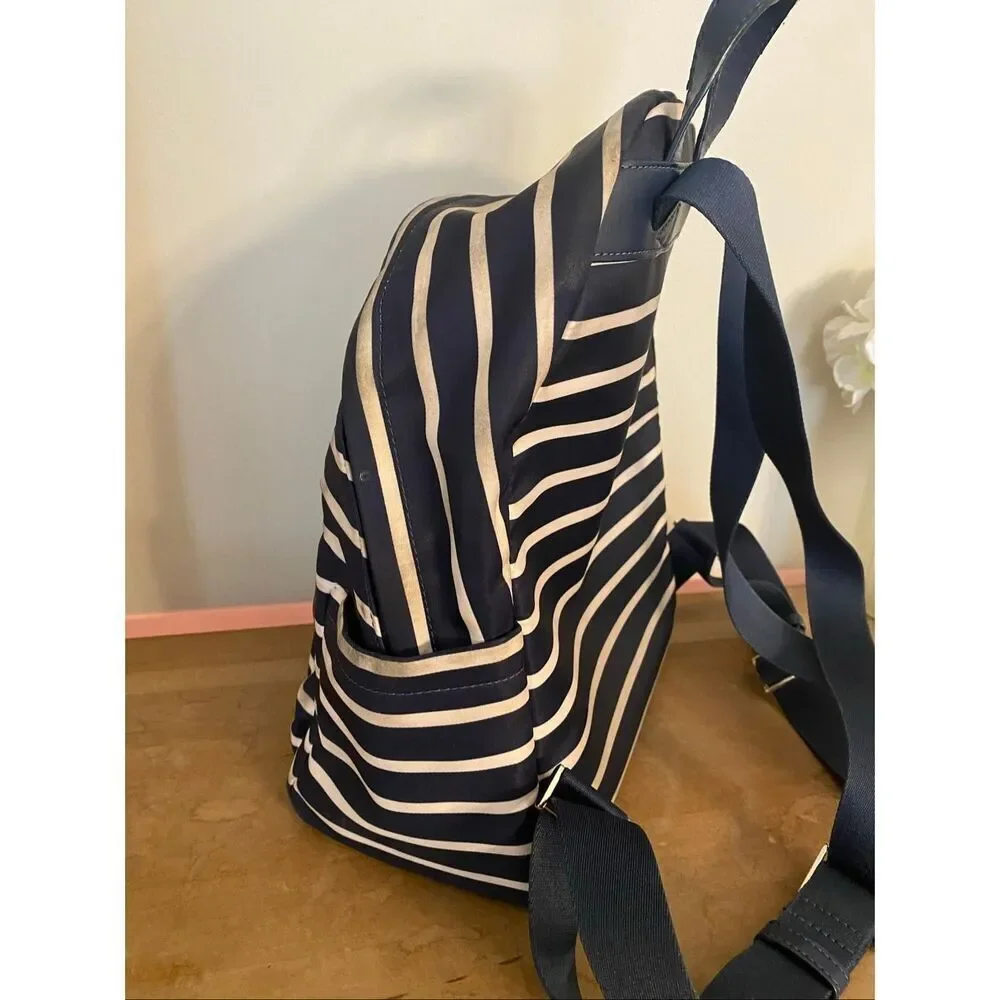 Kate Spade Chelsea navy blue white striped backpack purse medium nylon